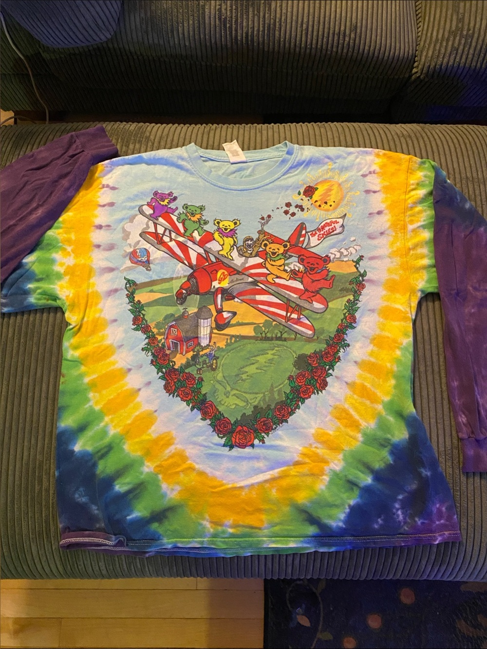 Tie-Dye Grateful Dead Long Sleeve Tee with Double-sided Graphic